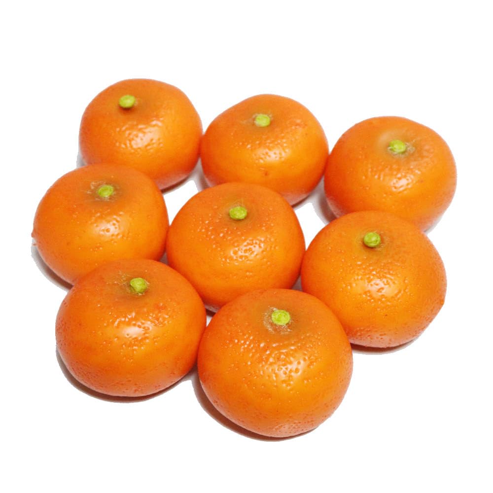 GuCra Small Mandarin Orange Fruit Lifelike Food Samples 8-Pack Models, Weighted,