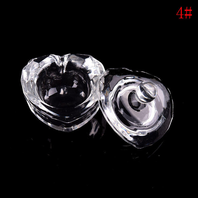 1Pcs Rainbow Crystal Clear Acrylic Liquid Dish Tappen Dish Glass Cup With Lid Bowl For Acrylic Powder Monomer Nail Art Tool