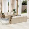 Vidaxl 8-Cz. Set di Mobili da Giardino con Cuscini, Beige, Polyrattan