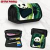 1pc Panda & Bamboo Flip Pencil Case - Double Layer Zipper Storage Cover with Panda Eating Bamboo Design, Multi-Layer Suitable For, Office, Travel, Gif