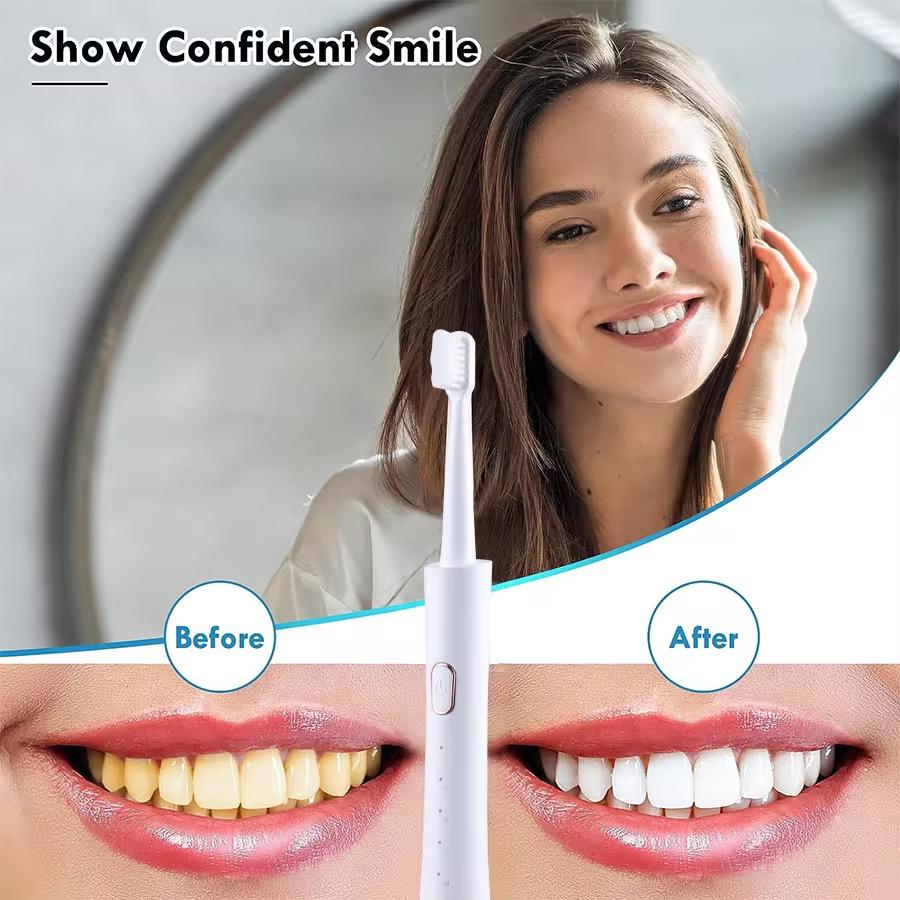 Periuță de dinți electrică cu peri moi, 6 viteze, automată, pentru adulți și copii, universală, încărcare inteligentă, compatibilă cu toate vârstele