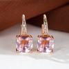 Rainbow Zircon Hoop Earrings Multicolor Crystal Square Stone Earrings Vintage Gold Color Wedding Earrings for Women Party