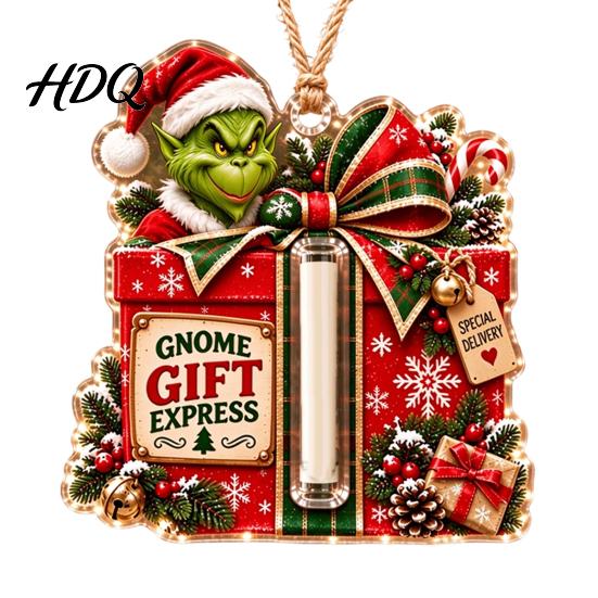 Christmas Tree Decoration with Money Clip Cash Gift Ornament 2D Acrylic Green Elf Card Decoration Personalized for Teenagers Xmas Hanging