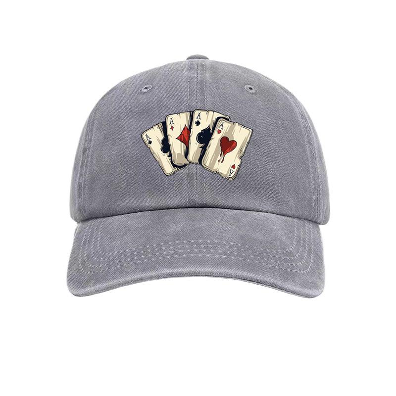 A Unisex Baseball Cap with AAAA Playing Card Print, Soft Top, Vintage Style for Men and Women, Adjustable Fit, Suitable for Outd