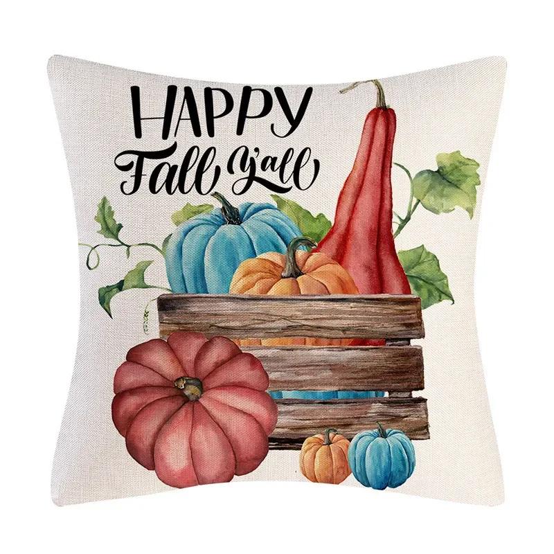 45X45cm Happy Thanksgiving Cushion Cover Fall Home Pumpkin Decorative Throw Pillows Sofa Cushions Maple Leaf Pillowcase 2023 New