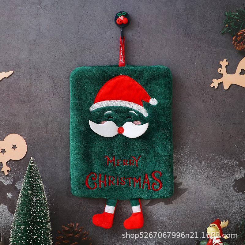 Christmas Coral Fleece Hanging Hand Towel - Quick-Dry, Lint-Free, Absorbent for Kitchen & Bathroom