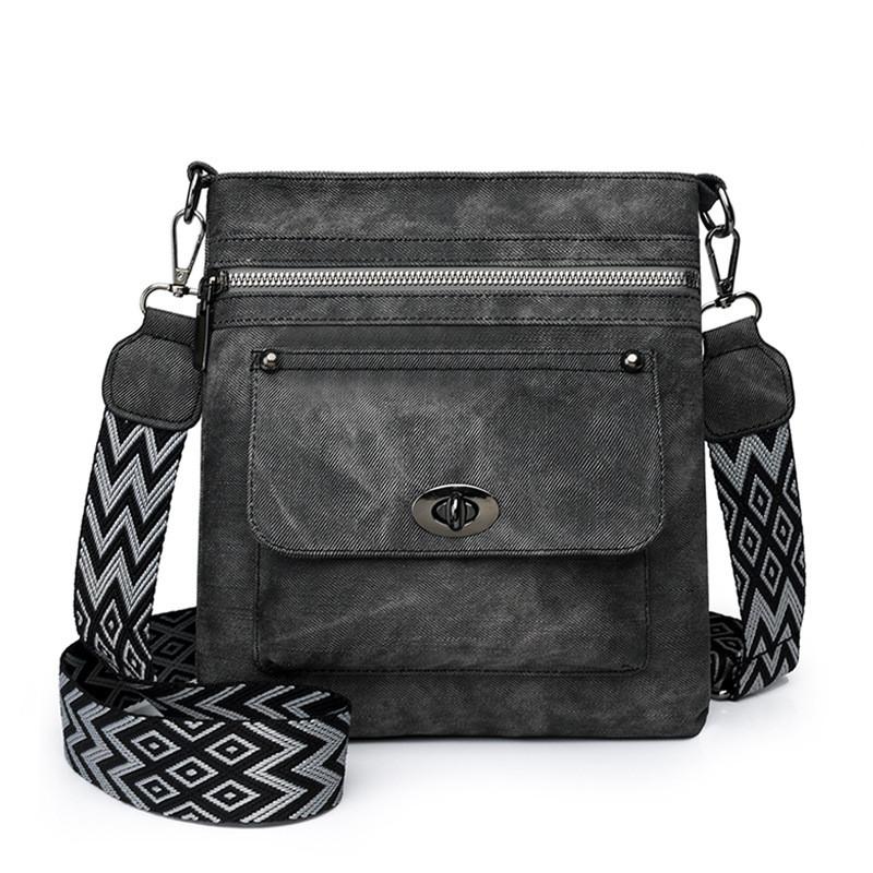 IELGY Double Zipper Casual Diagonal Bag Shoulder Bag