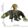 Green Face Halloween Yard Decoration with Red Light Detail, ABS Ground Insert Accent for Porch, Lawn, and Entryway Party Display, 1 Piece