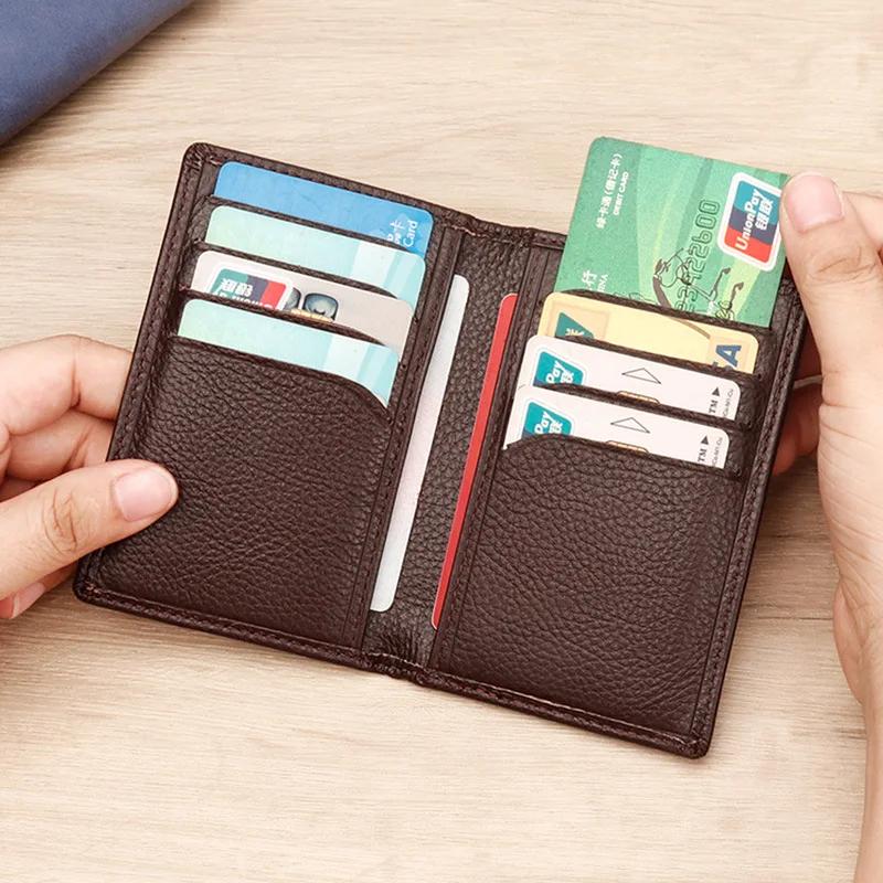 Rfid vícenásobný kožený pánský držák na kreditní kartu Peněženka na tenké dokumenty Pánská RFID blokovací spona na kreditní kartu kreditní karta