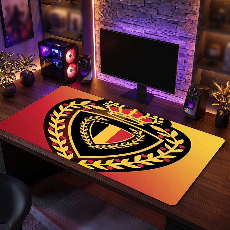 Belgium Football Crest Mouse Pad, Extended Non Slip Rubber Desk Mat for Gaming Office Laptop Fan Gift