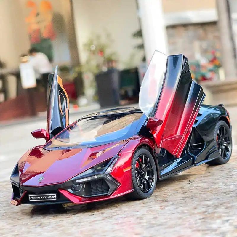 1/24 Lamborghini Revuelto Supercar Mașină din aliaj Modele și vehicule de jucărie Mașină de jucărie din metal Model de colecție de sunet și lumină Jucărie pentru copii