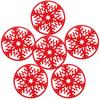 6Pcs Christmas Felt Coasters Round Nonslip Heat Resistant Cup Pads Xmas Snowflake Design Coaster for Dining Table