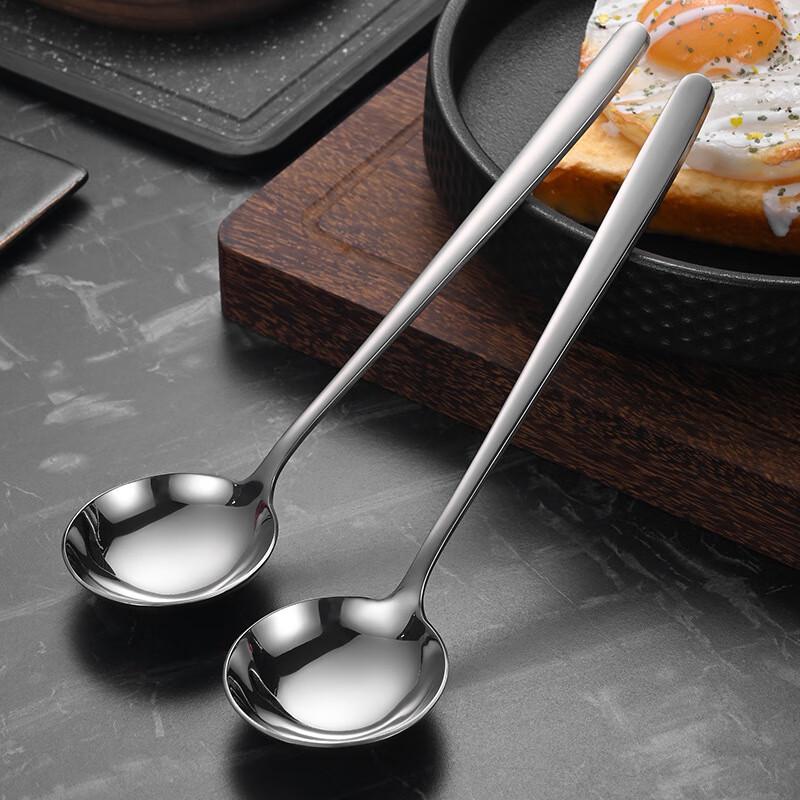 410 Stainless Steel Long Handle Deep Round Spoon
