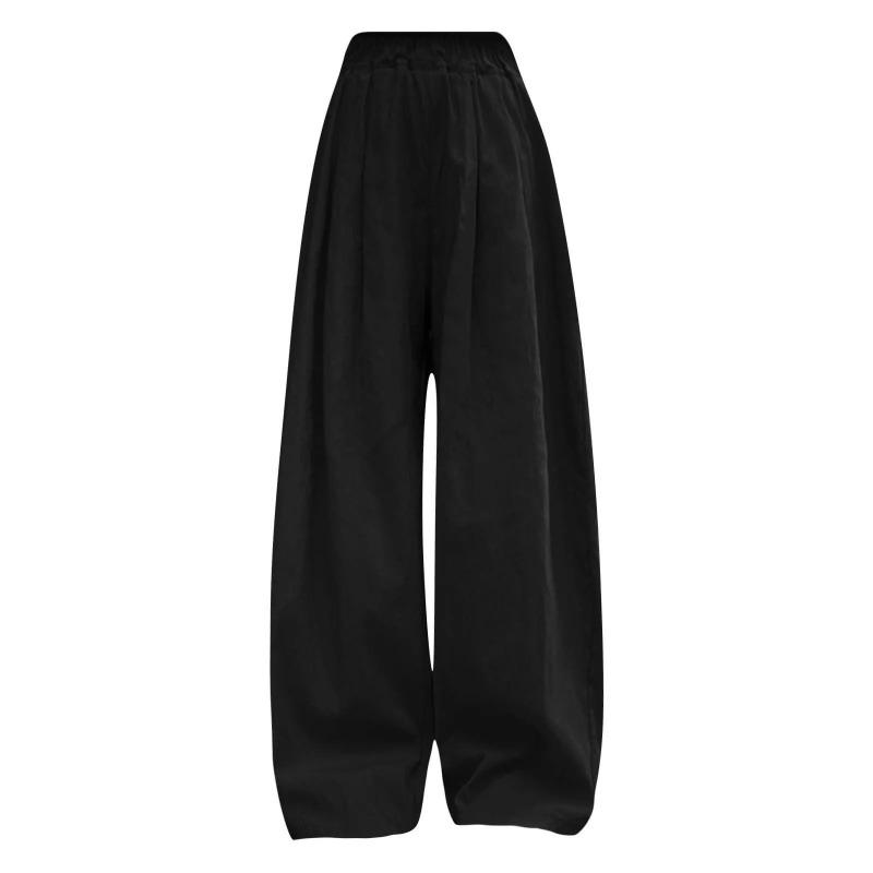 Solid Color Casual Pants Girl Elastic Waist Straight Summer Loose Breathable Wide Leg Pant Children's Summer Trousers