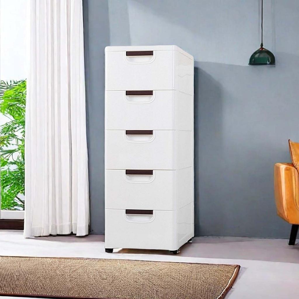 5 Drawer Chest Storage Rolling Cart with Wheels File Organization Stand Shelf Trolley for Home Cabinet Bedroom Closet Office