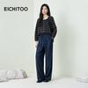 Aijutu Women's Retro Plaid Square Neck Long Sleeve Shirt