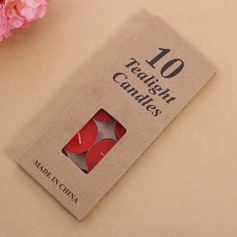 10 шт./коробка Маленькие мерцающие декоративные свечи Романтическое красное синее желтое чайное освещение для дня рождения красный