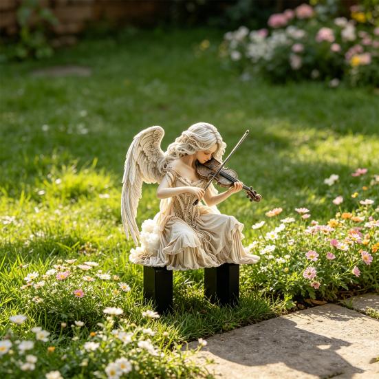 Picchetto da Giardino Angelo Retrò, Angelo che Suona il Violino Decorazione Acrilica 2D, Picchetto Impermeabile per Giardino, Decorazione per Vaso da Fiori da Prato Esterno, Idea Regalo