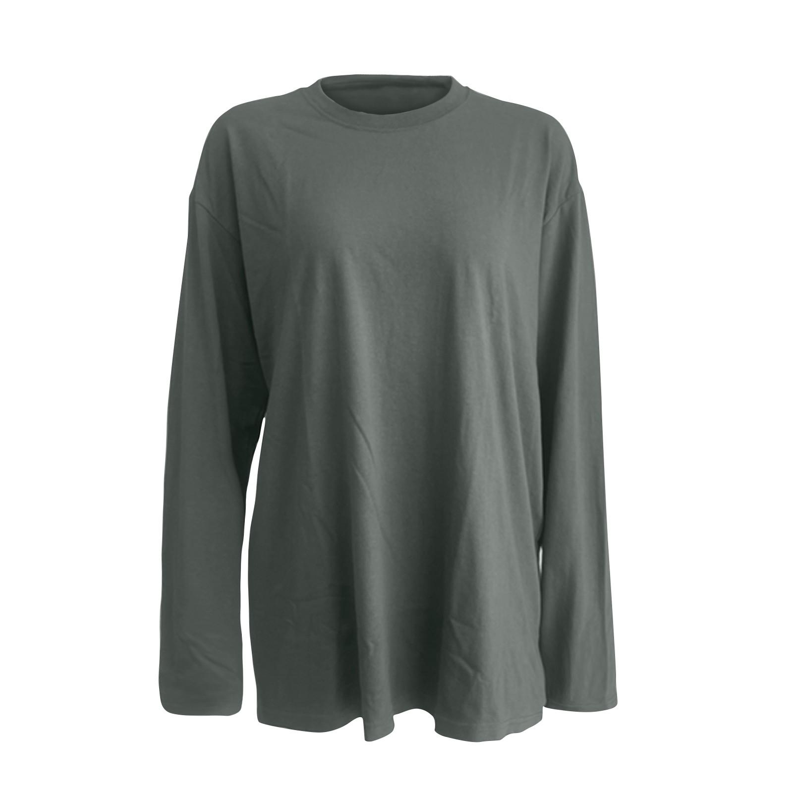 

Футболка с длинными рукавами на весну и осень, женская, свободный топ ручной работы S