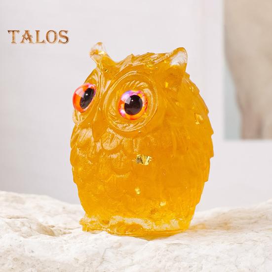 Ornament de bufniță din cristal natural Figurină de bufniță din rășină realizată manual cu pietrișuri de cristal în interior Ornament de bufniță colorată de colecție pentru decorarea interioară, vindecarea Reiki
