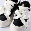 1 Pair Shoelaces Flat Thicken Weave Shoe Laces 2cm Wide 130cm Length Sneaker Canvas Shoelace Black White
