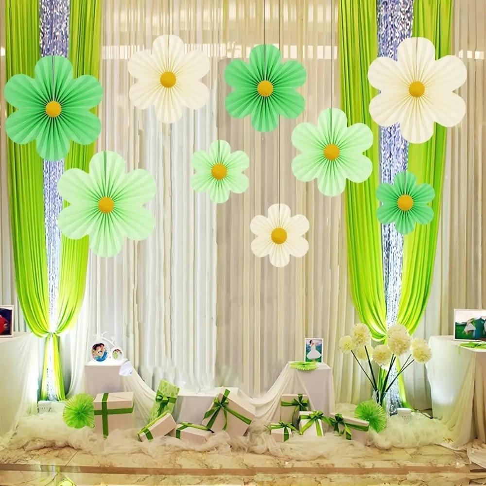 9 ks/sada DIY papírový vějíř květina růžové papírové vějíře narozeniny miminko svatební oslava dekorace