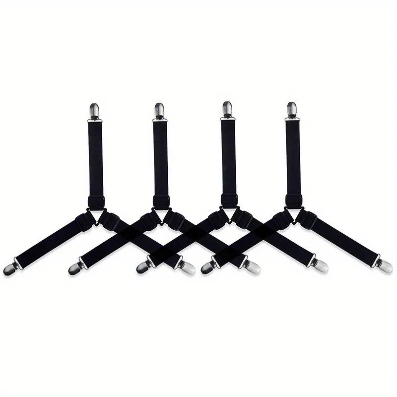 4pcs Adjustable Triangle Bed Sheet Holders Fitted Sheet Clips Non-Slip Sheet Suspenders Mattress Gripper Clips for Bed Mattress