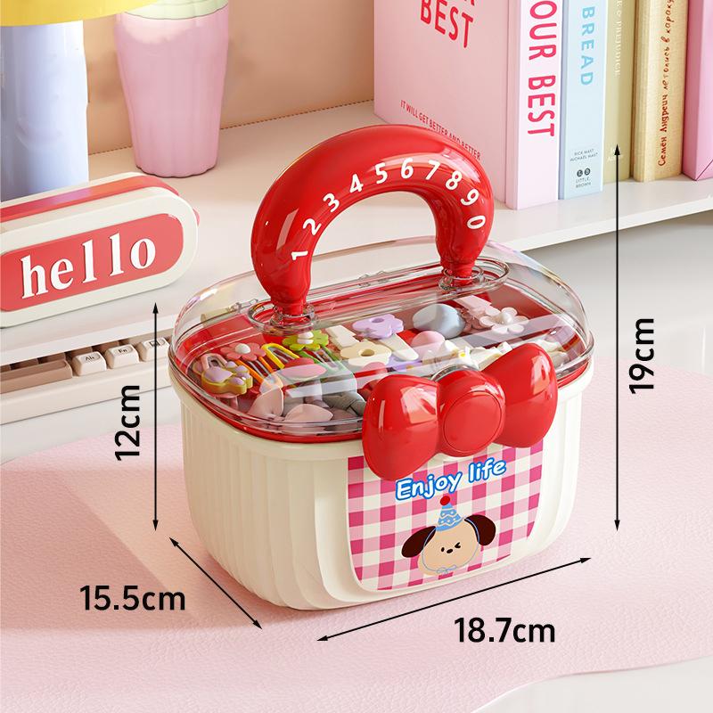 Girl Hair Accessories Storage Box Portable Makeup Organizer Jewelry Storage Box for Hair Ties Hairpin Earring Bracelet Necklace