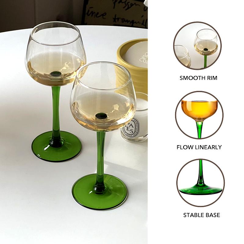 5(fl.oz) Vintage Emerald Goblets  Red Wine Glass Champagne Home Bar Wedding Party Using Holiday , Wedding Or Housewarming Gift