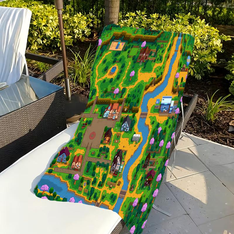 מגבת חוף עם הדפס Stardew Valley - רכה, סופגת, ניתנת לכביסה במכונה, קלת משקל ומודרנית, לשחייה, מוצרי חובה לנסיעות