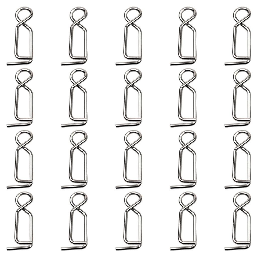 20pcs Quick Change Lure Clips Fishing Snaps for Blowing Tube Squid Jig Stainless Steel Fast Lock Clips Snap Connector