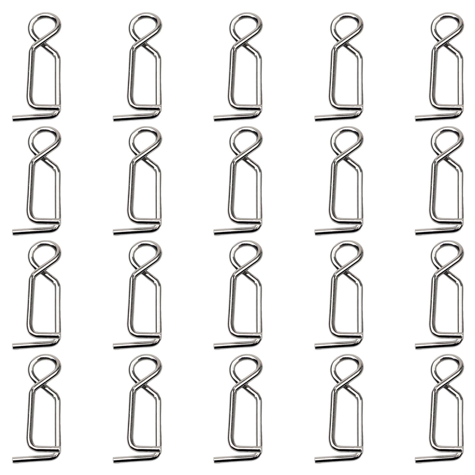 

20pcs Quick Change Lure Clips Fishing Snaps for Blowing Tube Squid Jig Stainless Steel Fast Lock Clips Snap Connector