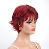 Parrucche Sintetiche con Frangia per Donna Capelli Corti Naturali Mossi Ricci Rosso Vino Parrucca Quotidiana da Festa Cosplay Parrucca Femminile in Fibra ad Alta Temperatura