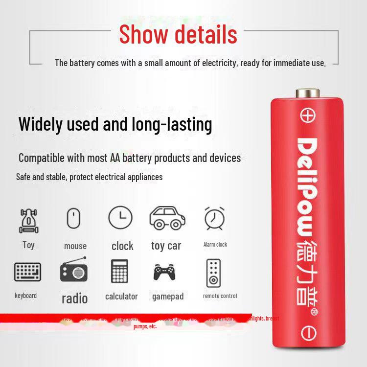 Delipu No. 5 Rechargeable Battery Set for Children's Toy Remote Control - NiMH No. 5 & No. 7 Rechargeable Batteries