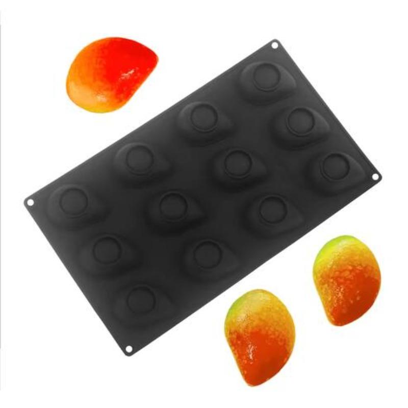 Moule en Silicone 12 cavités pour Gâteaux Mousse Mangue Moule en Silicone Forme Fruit pour Chocolat Moule en Silicone pour Pâtisseries Françaises