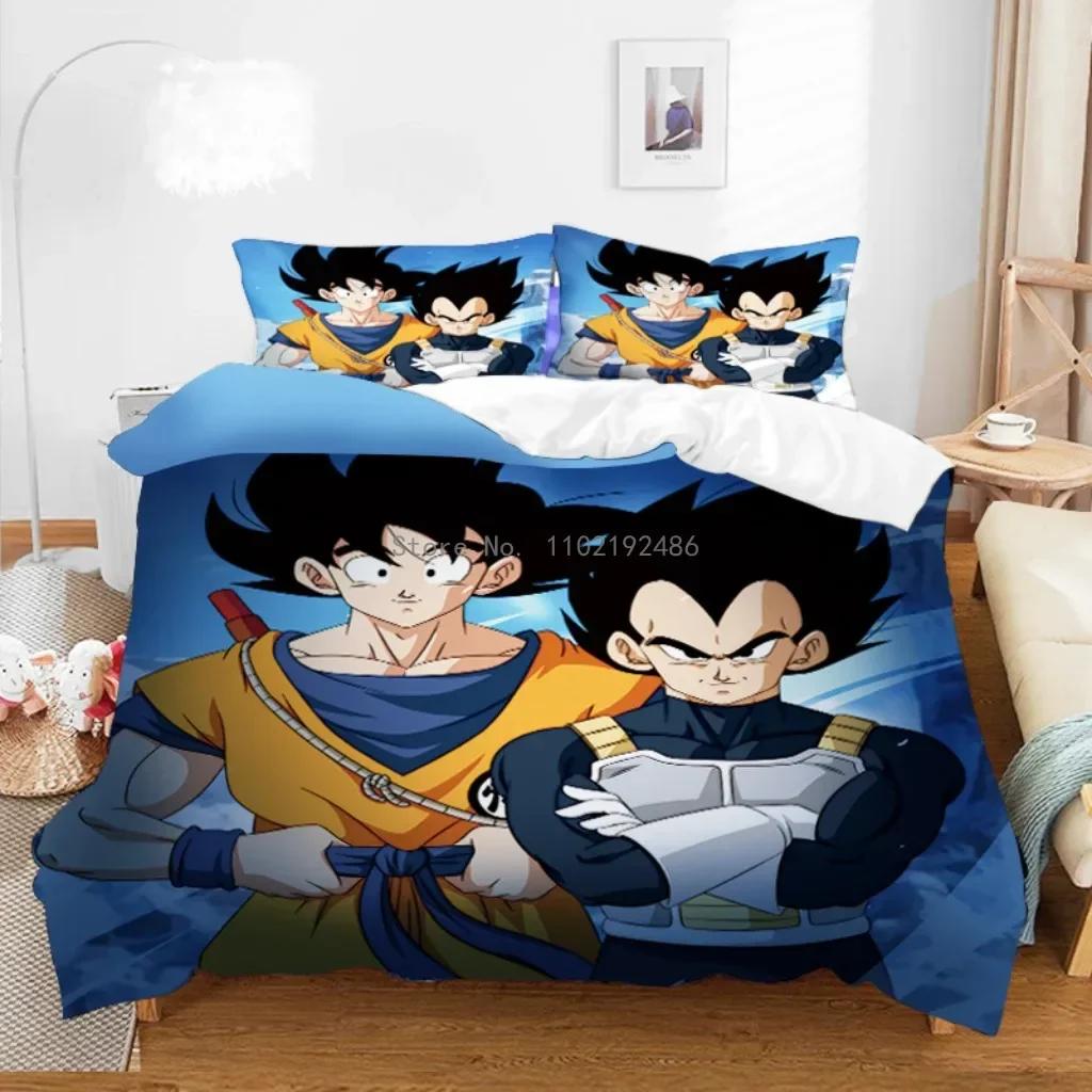 Son Goku Duvet Cover Set Boys' Dragon Ball Anime Cartoon Print Quilt Cover Bedding Suits For Adult Kids Friend G