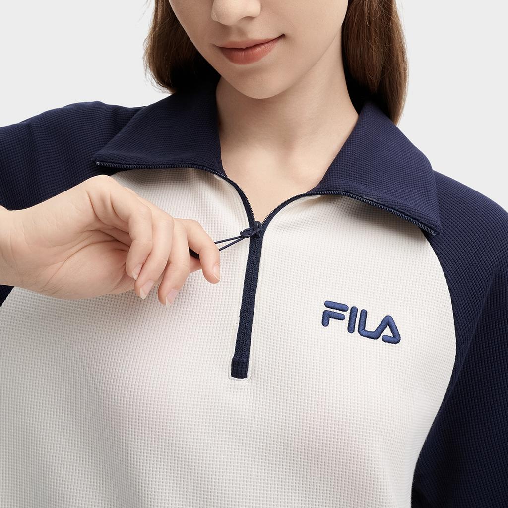 FILA Original Outdoor Casual Comfortable Polo Dress Women Dresses Cloud-Mushroom-White F11W439303FWT