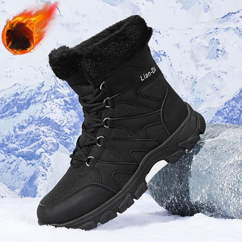 Winter High Top Men's Cotton Shoes with Thickened Fleece for Warmth Men's Snow Boots Trendy Large Size Men's Shoes