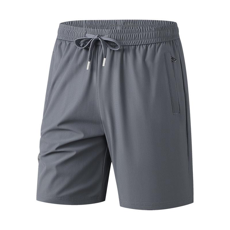 Sports Ice Silk Fitness Zipper Quick Drying Stretch Shorts For Men