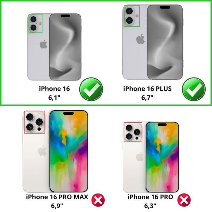 Camera Protector - Phonillico® - iPhone 16 / 16 Plus - Tempered Glass - Pack of 2 - Scratch Resistant