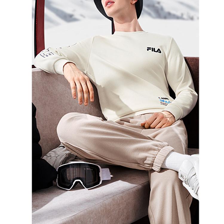 Fila Casual Simple Knit Logo Pullover Sweatshirt Men Sweatshirt Fog-Lotus-White F11M249213FIV