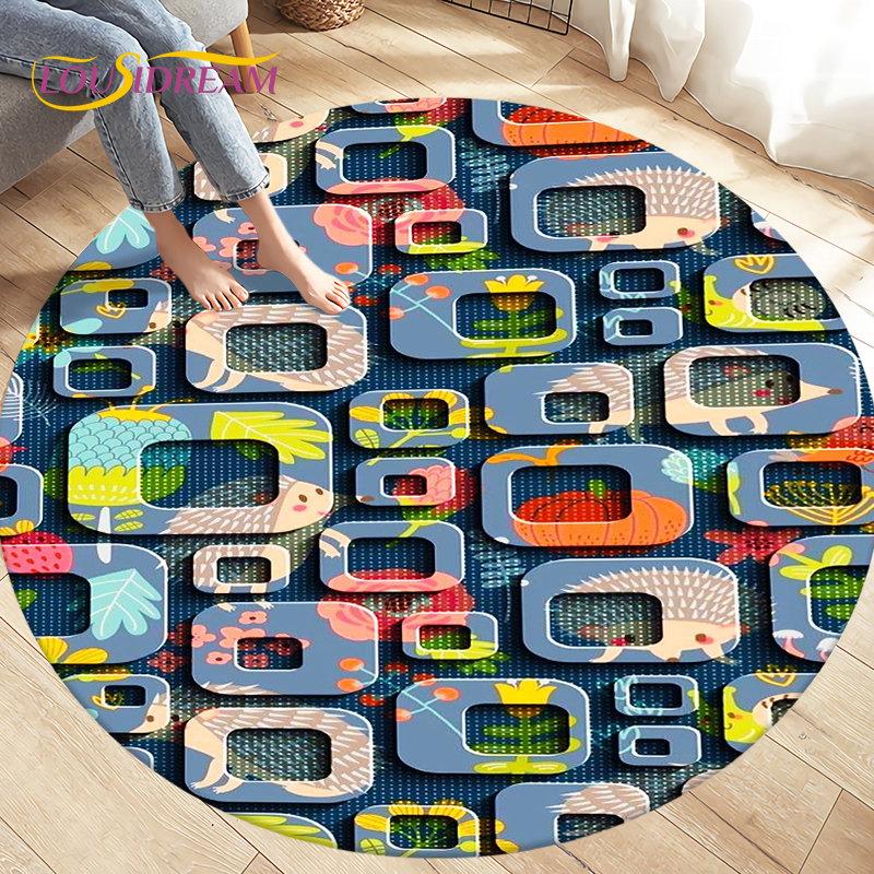 Tappeto per area illusione visiva geometrica astratta 3D Tappeto grande, rotondo per soggiorno, camera da letto, divano, decorazione, tappetino antiscivolo