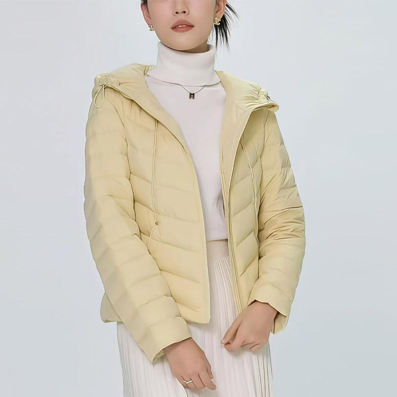 Down jacket women's short duck down ribs light autumn and winter new hooded thin coat