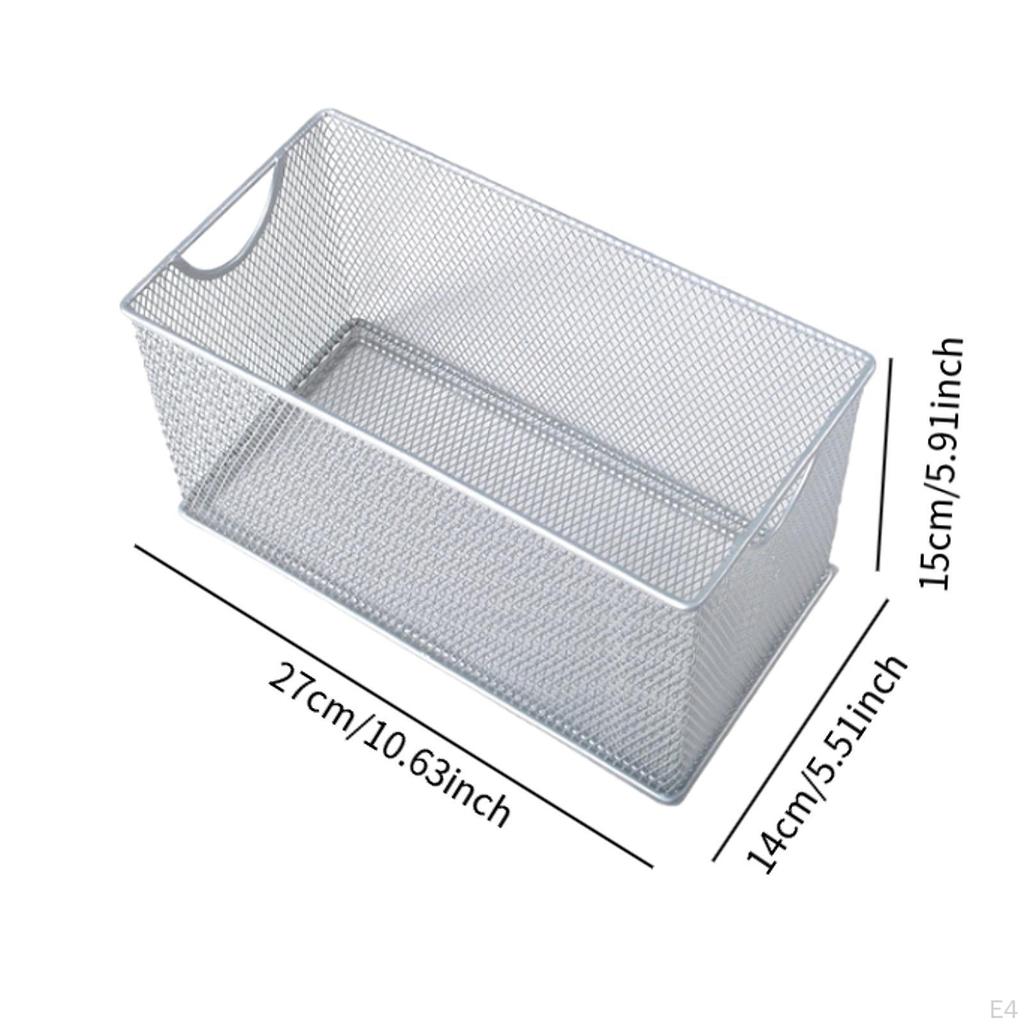 CD Storage Box Countertop Basket Rectangle Metal Mesh Open Bin for Bedroom