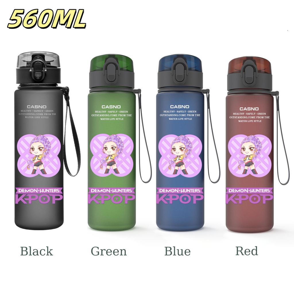 560ML KPop Demon Hunters Plastic Cartoon Pattern Water Cup Tall Superior Quality Children Outdoor Sports Drinking Water Bottle Birth Date Present