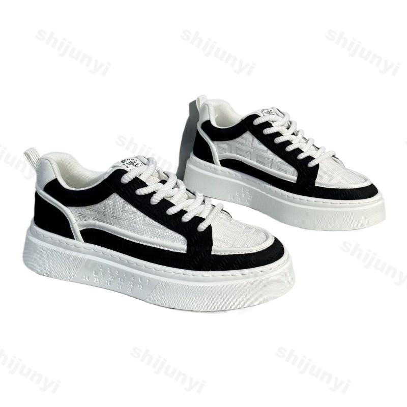 Fashion Men's White Casual Shoes 2025 Autumn New Breathable Comfortable Flats Fashion Lace Up Outdoor Height Increase Vulcanized Shoes