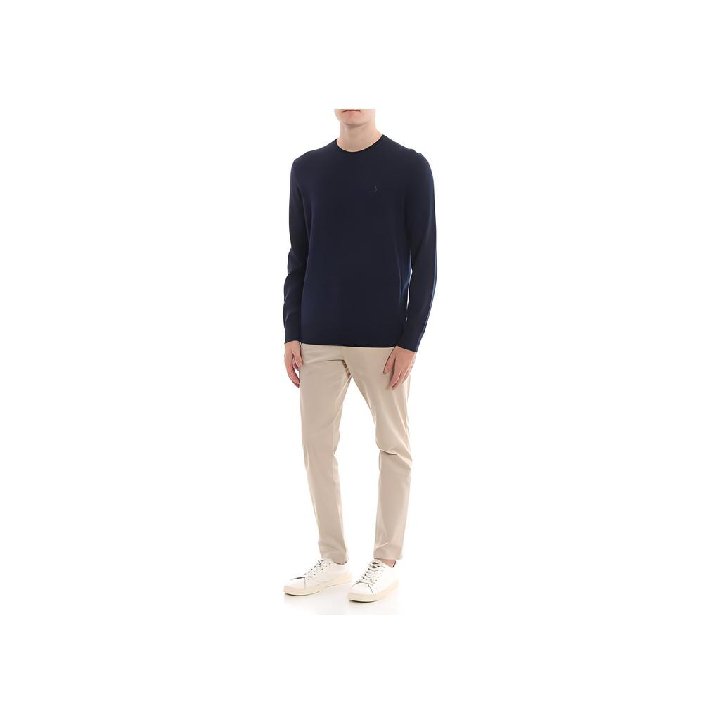 Polo Ralph Lauren Embroidered Logo Crew Neck Long Sleeve Sweater Men Sweater Dark-Blue 710714346-002