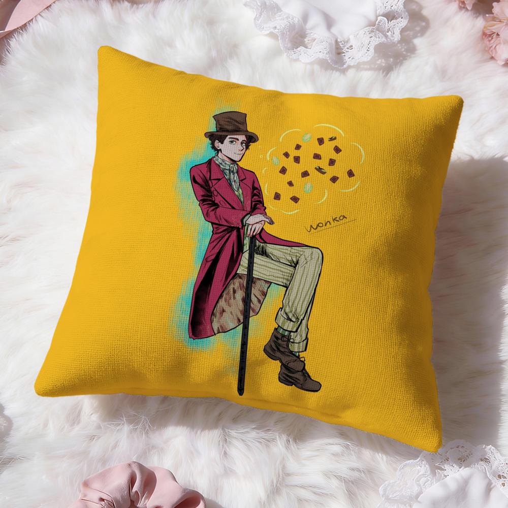 Moive W-Wonka Cushion Cover Premium Comfort Reversible Pillow Cove -Two in One Design for Any Room & Car Interior