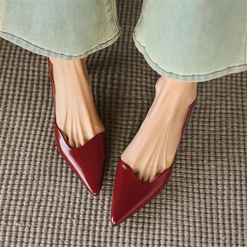 Fashion New Spring/summer Split Leather Woman Shoes Pointed Toe Women Pumps Shoes for Women High Heels Fashion Concise Ladies Shoes