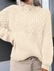Cross Europe 2026 Women's High Neck Cable Knit Long Sleeve Pullover - Autumn/Winter Style